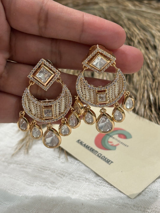 Chandrika Polki Pearl Earrings