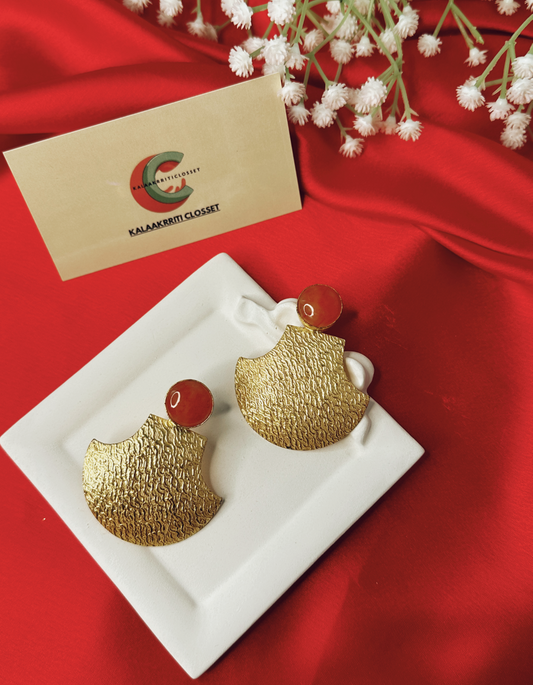 Textured Crescent Dome Earrings