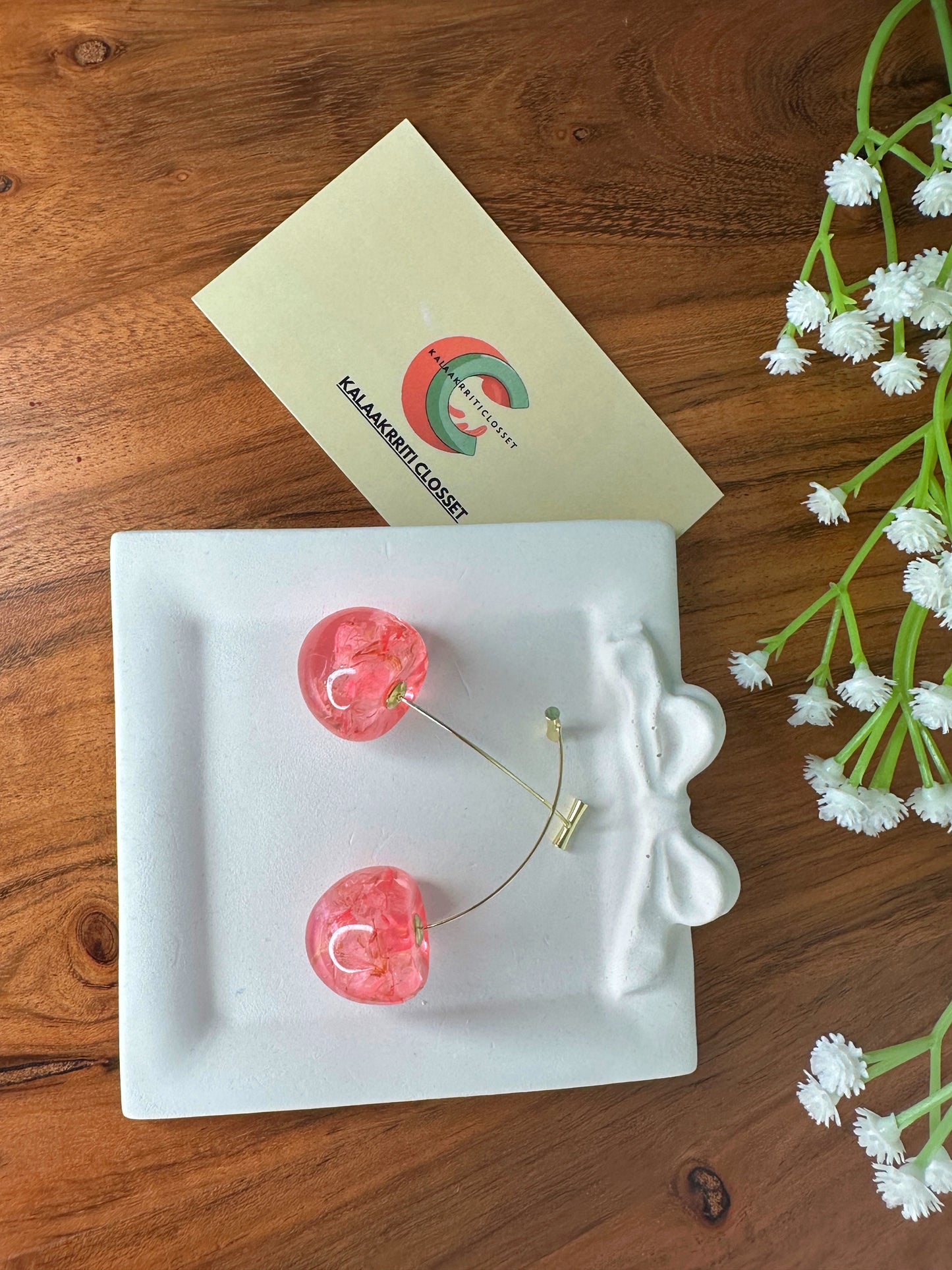 Rosé Cherry Arch Earrings