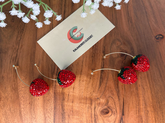 Strawberry Sparkle Dangle Earrings