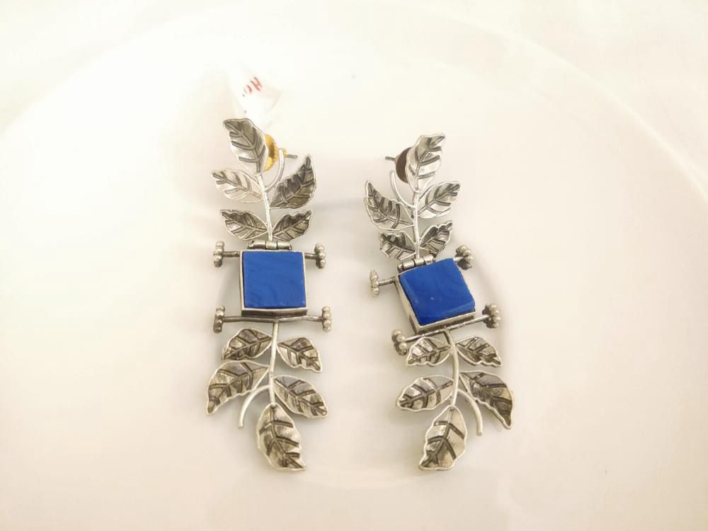 Silver Toned Leaf Earrings