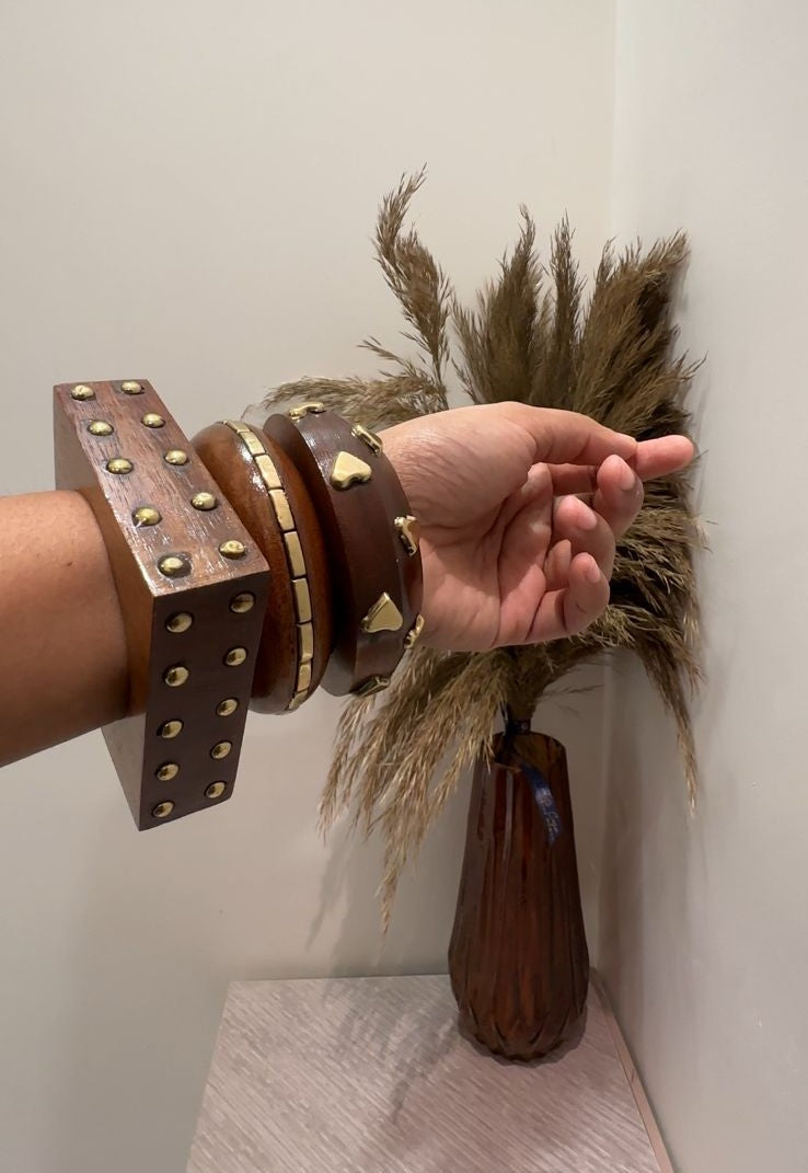Boho Luxe Wooden Bangle Stack (Set of 3)