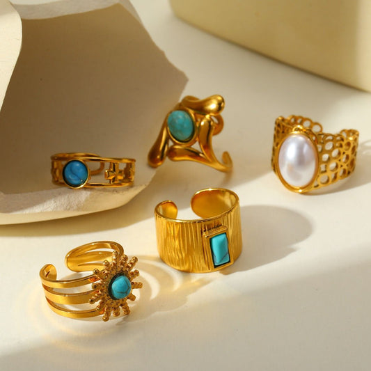 Turquoise Edge Open Ring