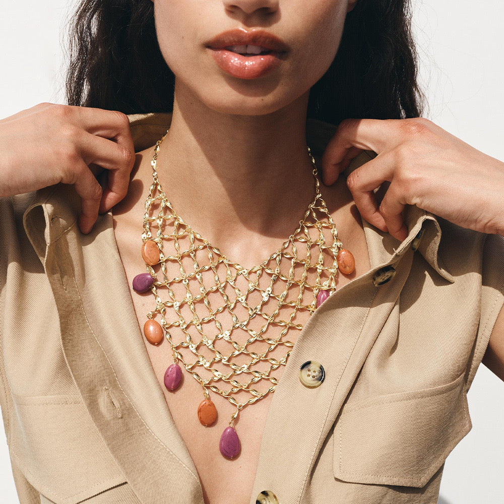 Golden Mesh Bead Necklace