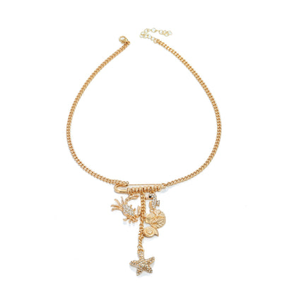 Safety Pin Charm Necklace