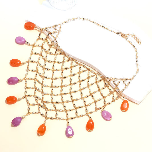 Golden Mesh Bead Necklace