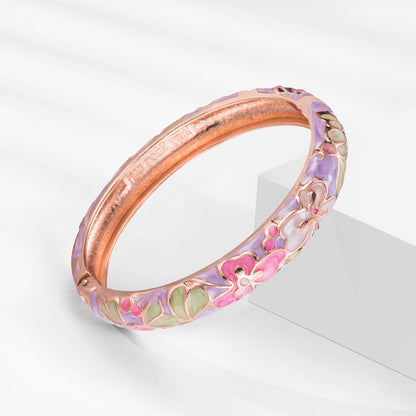 Lavender Floral Enamel Openable Bangle
