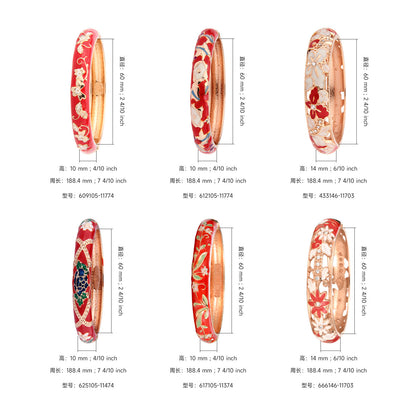 Red Floral Enamel Openable Bangle