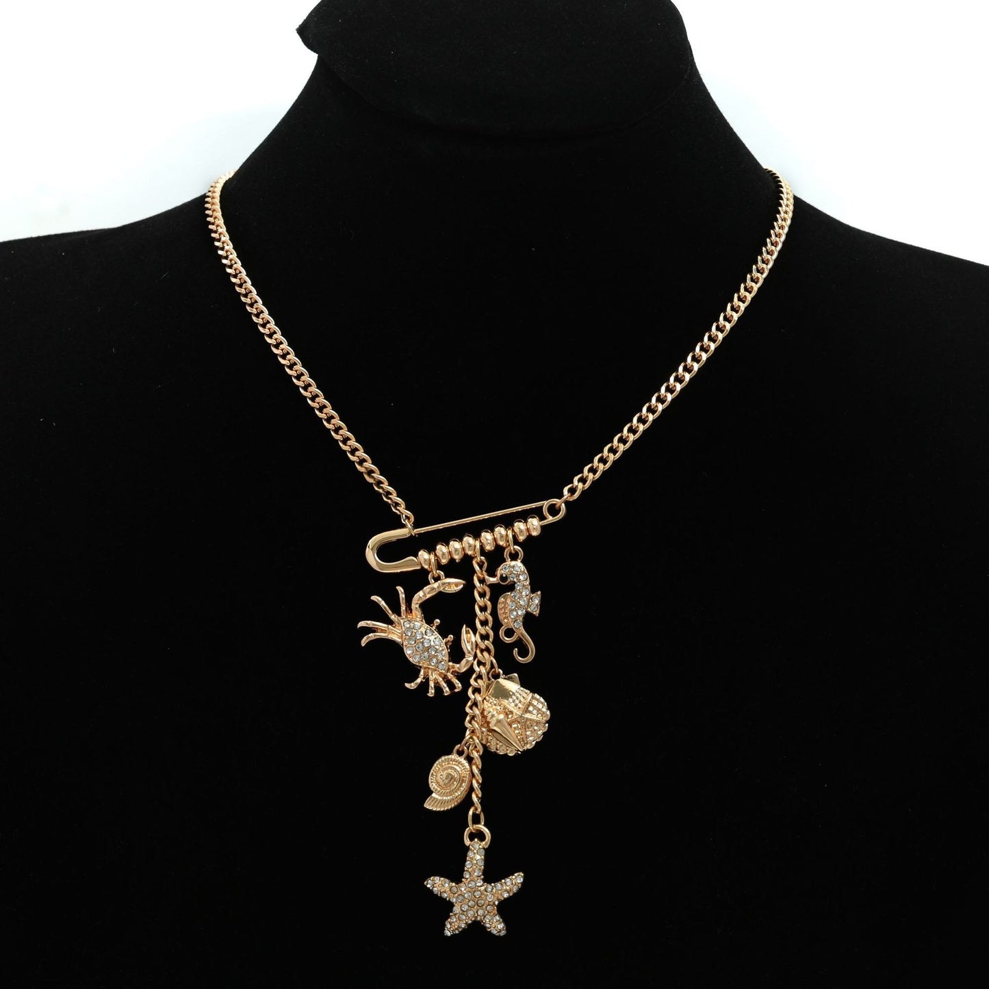Safety Pin Charm Necklace