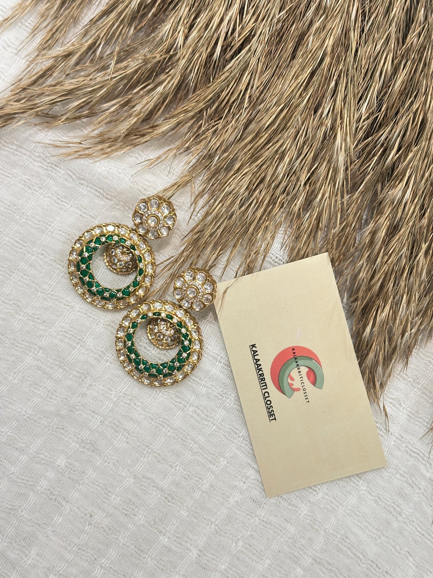 Vanya Emerald Polki Meenakari Jhumka Earrings