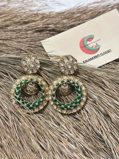 Vanya Emerald Polki Meenakari Jhumka Earrings