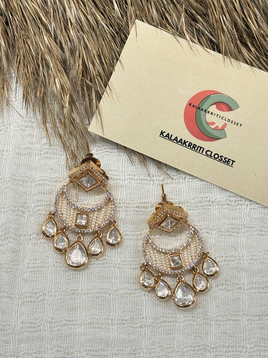 Chandrika Polki Pearl Earrings