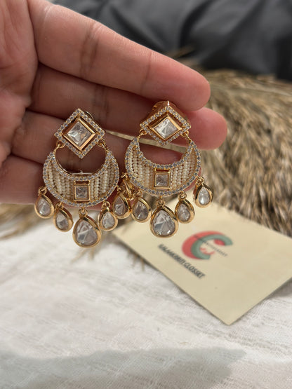 Chandrika Polki Pearl Earrings