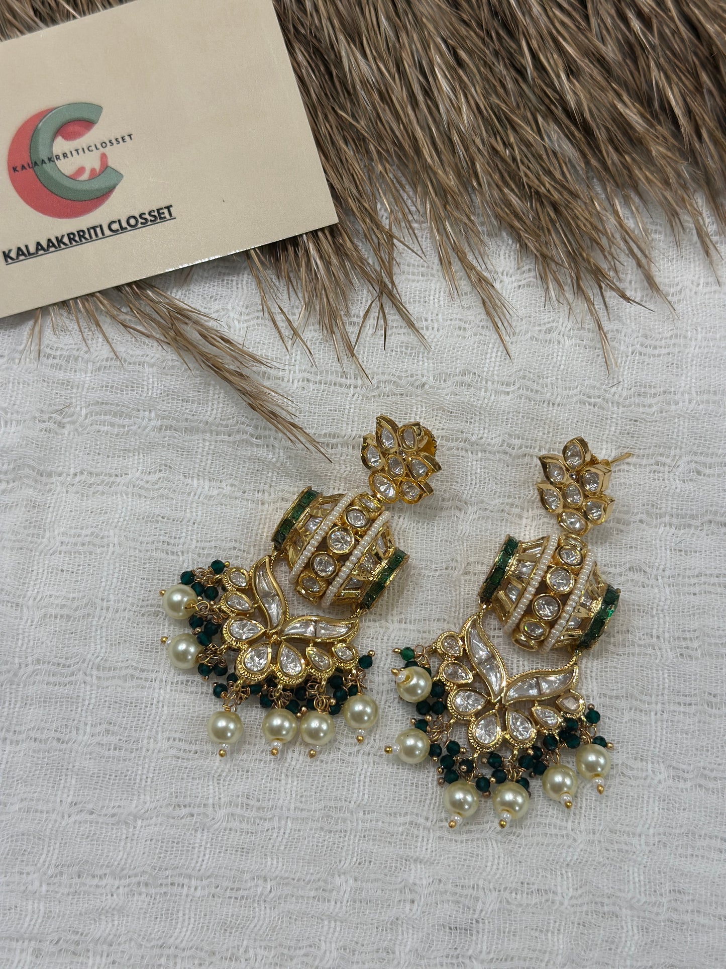Mayura Jadau Polki Pearl Drop Earrings