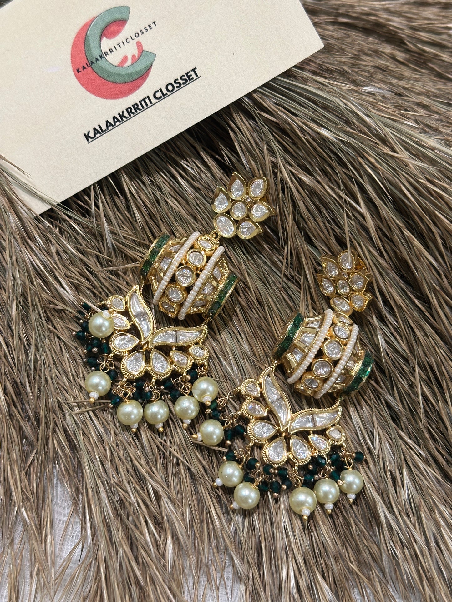 Mayura Jadau Polki Pearl Drop Earrings