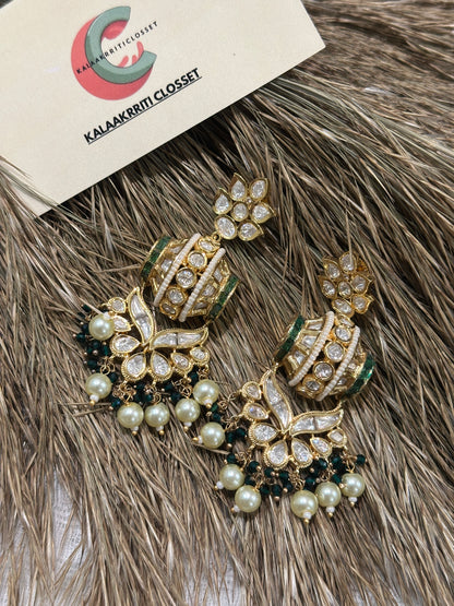 Mayura Jadau Polki Pearl Drop Earrings