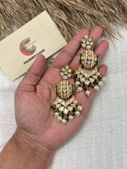 Mayura Jadau Polki Pearl Drop Earrings