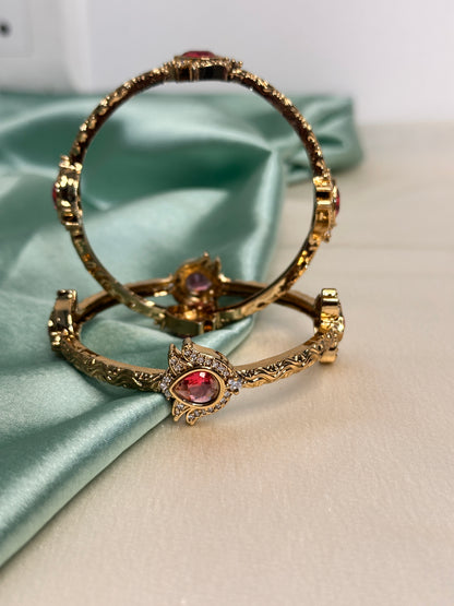 Emerald Flame Bangles – Set of 2