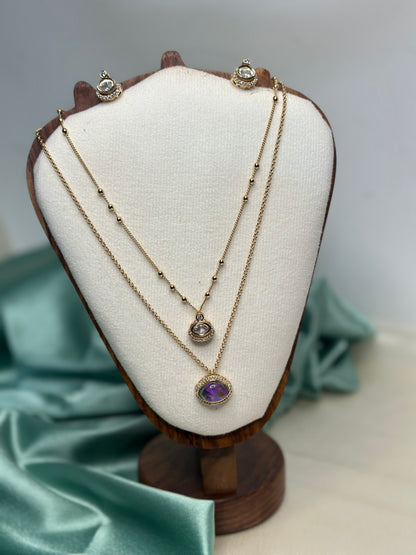 Aurora Double Layer Necklace Set