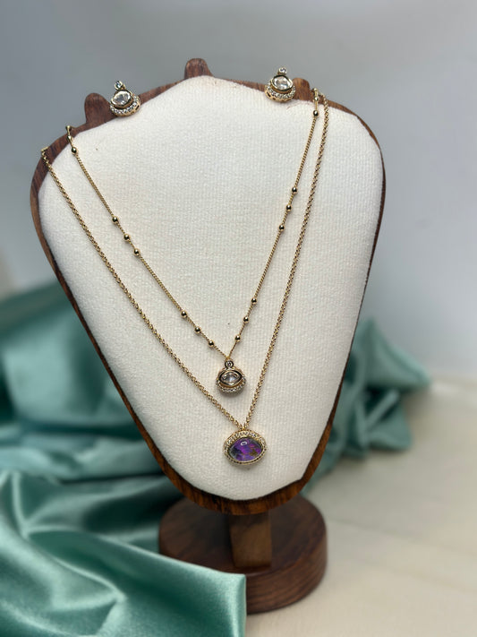 Aurora Double Layer Necklace Set