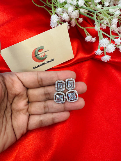 Crystal Cushion-Cut Stud Earrings