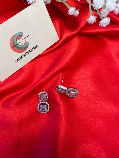 Crystal Cushion-Cut Stud Earrings