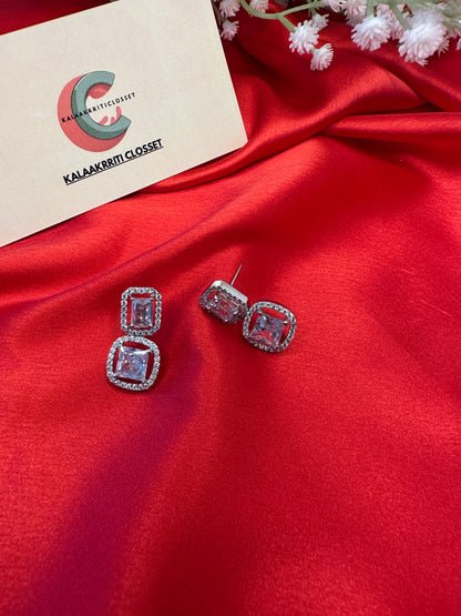 Crystal Cushion-Cut Stud Earrings