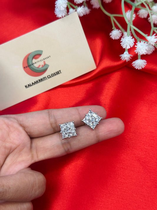 Classic Cluster AD Square Stud Earrings