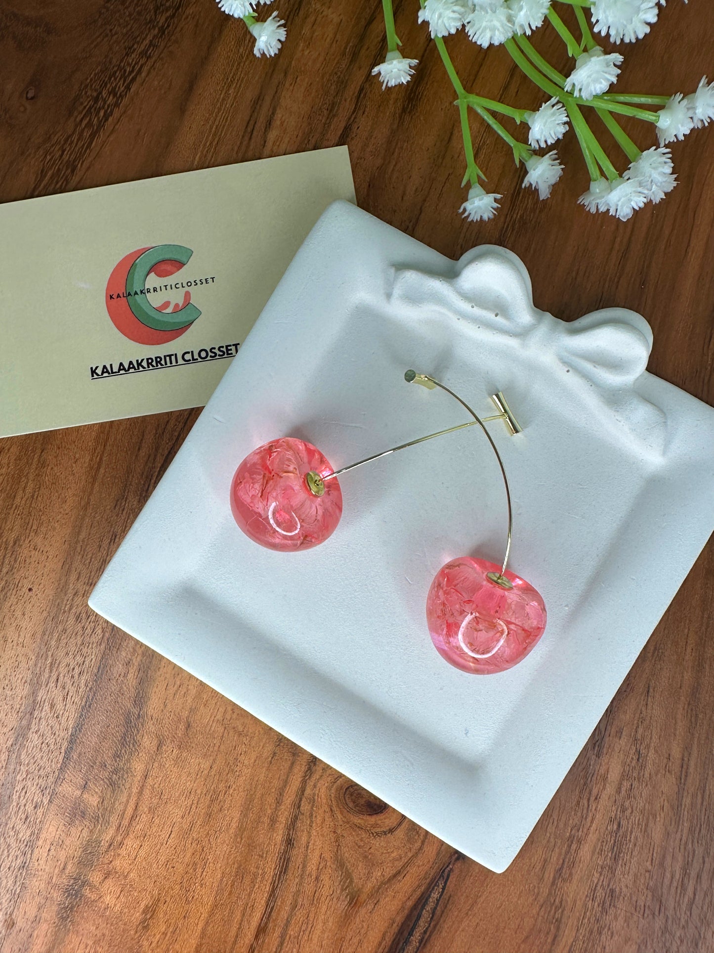 Rosé Cherry Arch Earrings