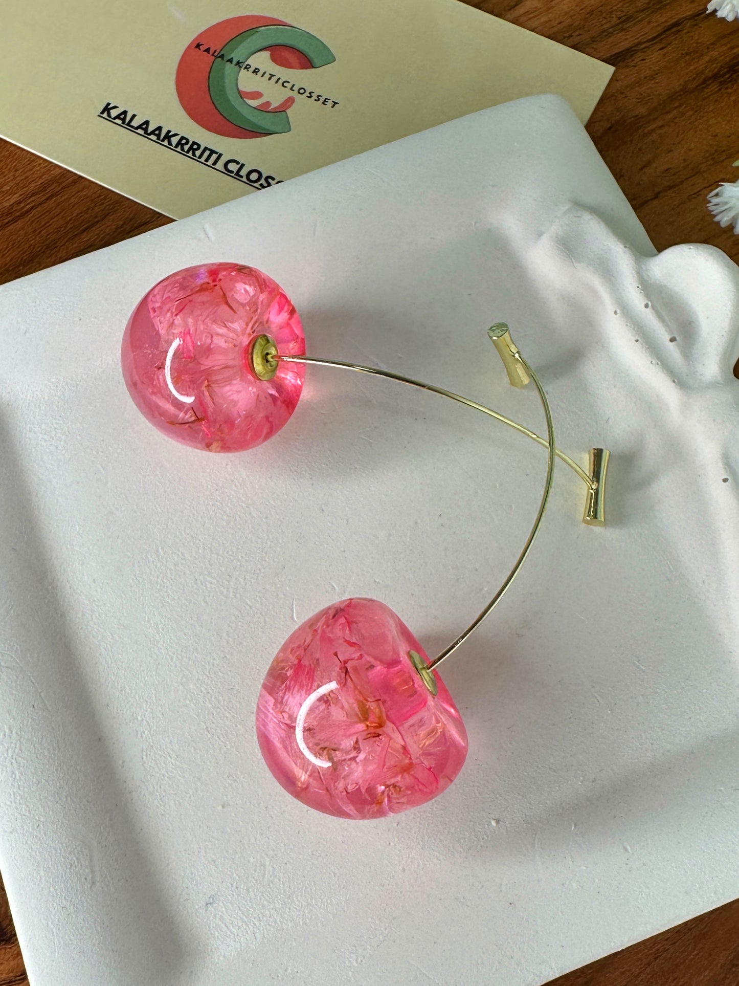 Rosé Cherry Arch Earrings
