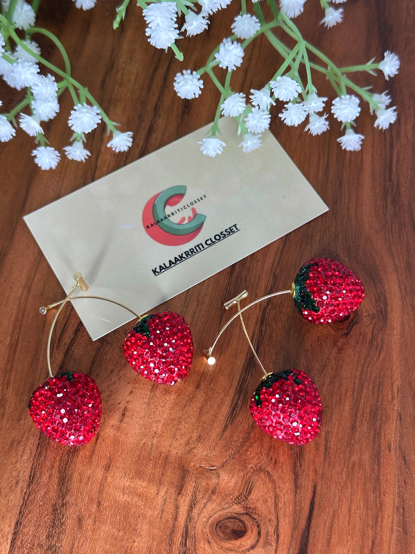 Strawberry Sparkle Dangle Earrings