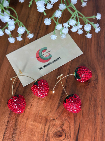 Strawberry Sparkle Dangle Earrings