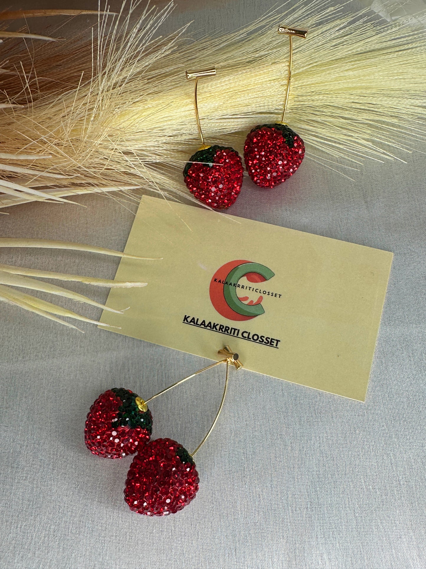 Strawberry Sparkle Dangle Earrings