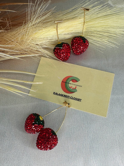 Strawberry Sparkle Dangle Earrings