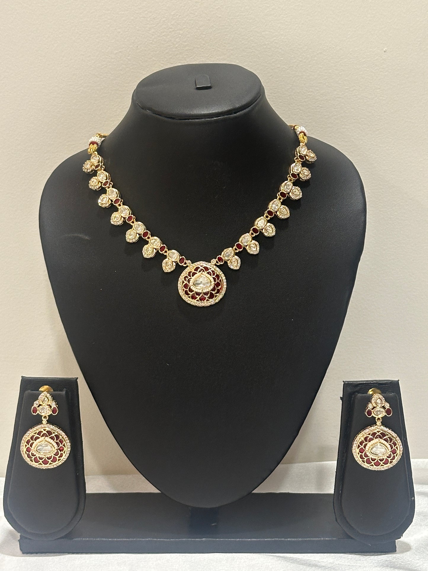 Ruby Meenakari Moissanite Necklace Set