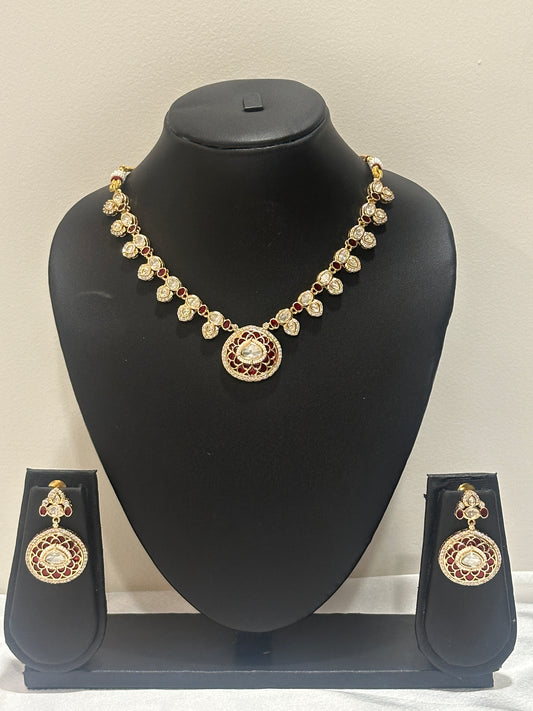 Ruby Meenakari Moissanite Necklace Set