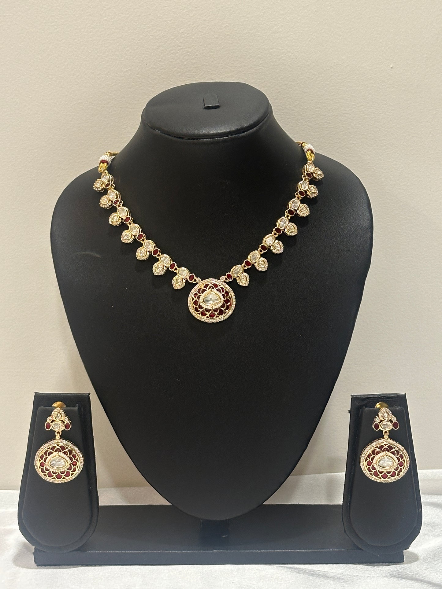 Ruby Meenakari Moissanite Necklace Set