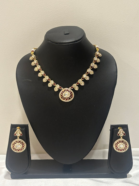Ruby Meenakari Moissanite Necklace Set