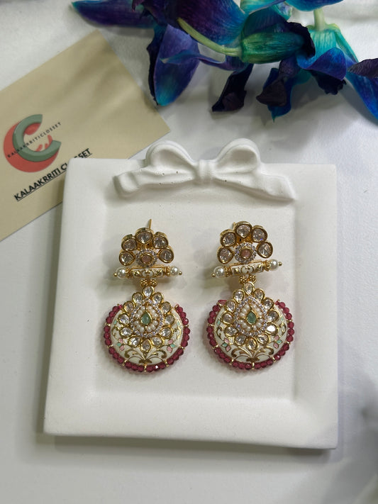 Gulnaz Premium Polki Meenakari Earrings