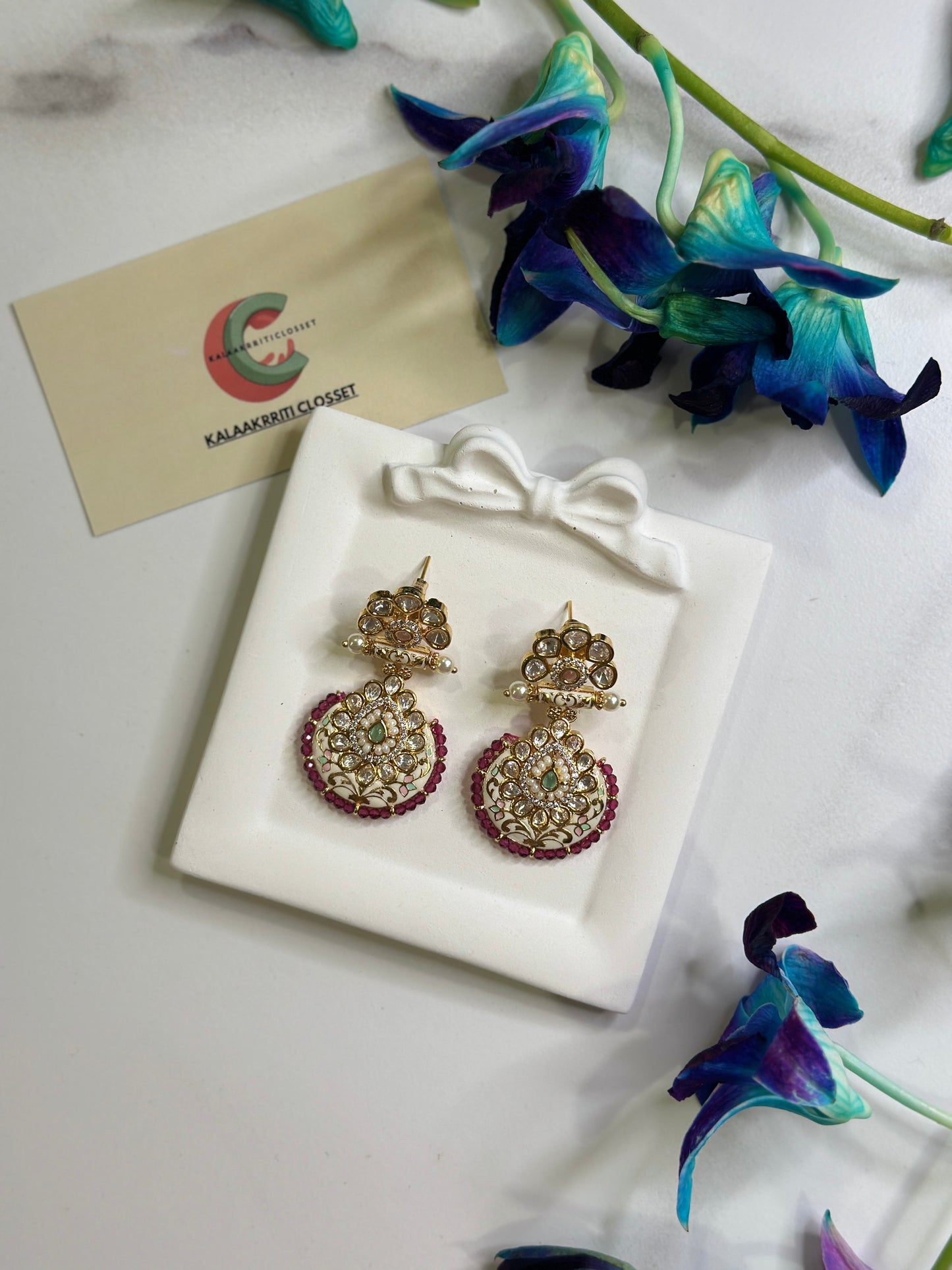 Gulnaz Premium Polki Meenakari Earrings