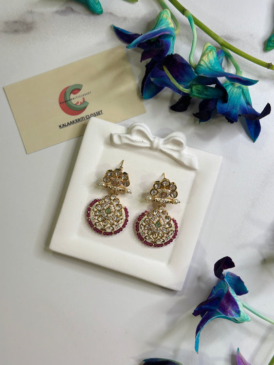 Gulnaz Premium Polki Meenakari Earrings
