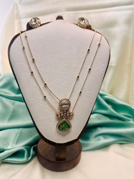 Crystal Bloom double layered chain necklace