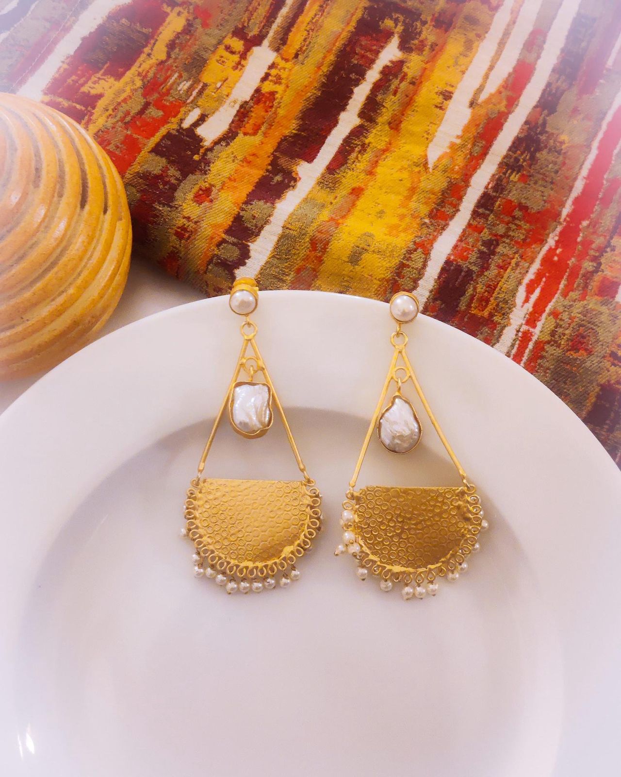 Golden Fan Elegance Earrings