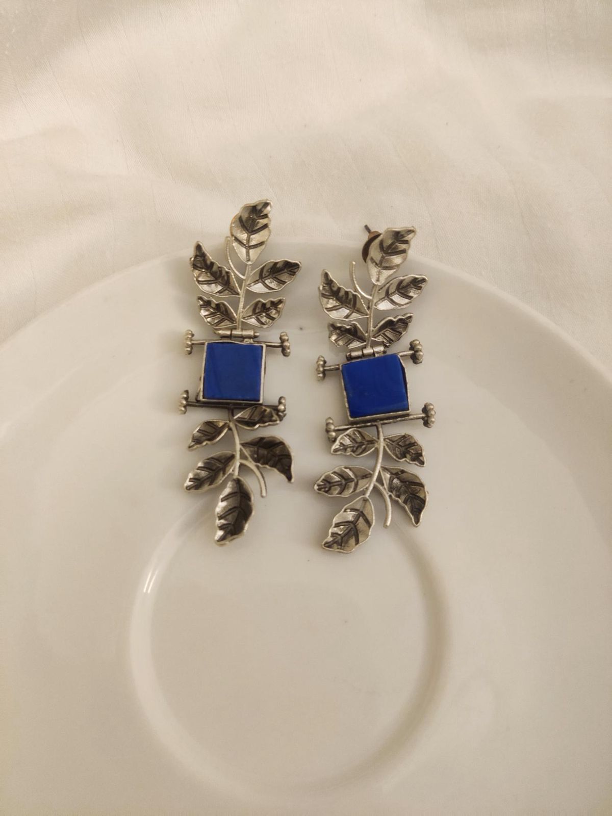 Silver Toned Leaf Earrings