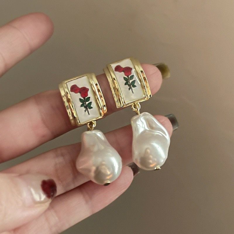 Vintage Rose Pearl Drops