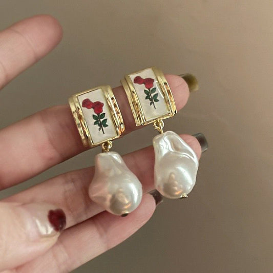 Vintage Rose Pearl Drops