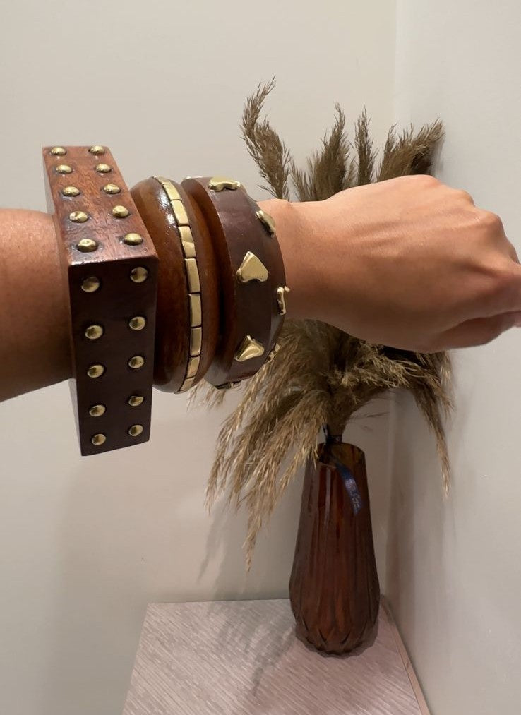 Boho Luxe Wooden Bangle Stack (Set of 3)