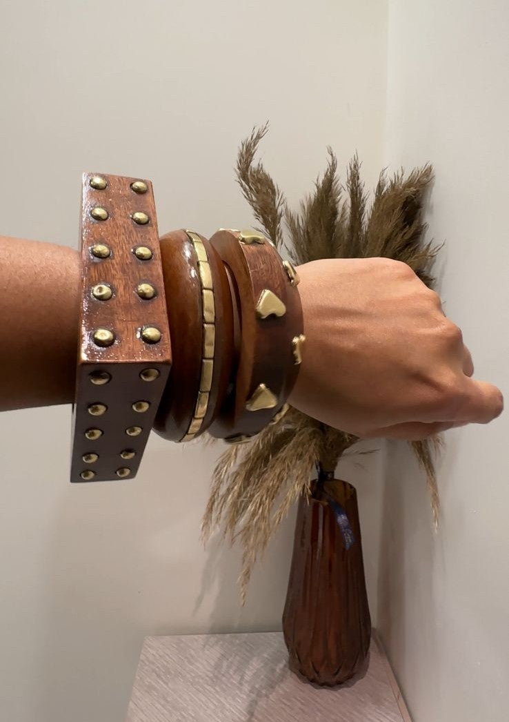 Boho Luxe Wooden Bangle Stack (Set of 3)