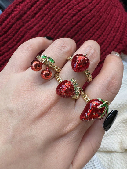 Twin Cherry Delight Open Ring