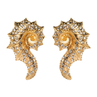 Seahorse Rhinestone Stud Earrings